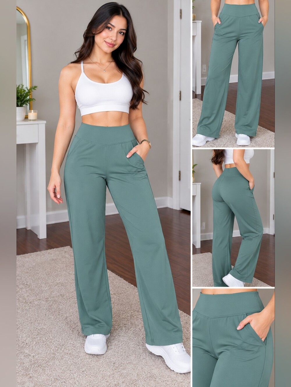 Iron Rush Women's Straight Leg Track Pants in Green Size Medium